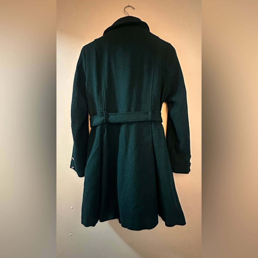 Steve Madden Women’s Belted Coat – Teal Green, Size Large - Picture 3 of 4